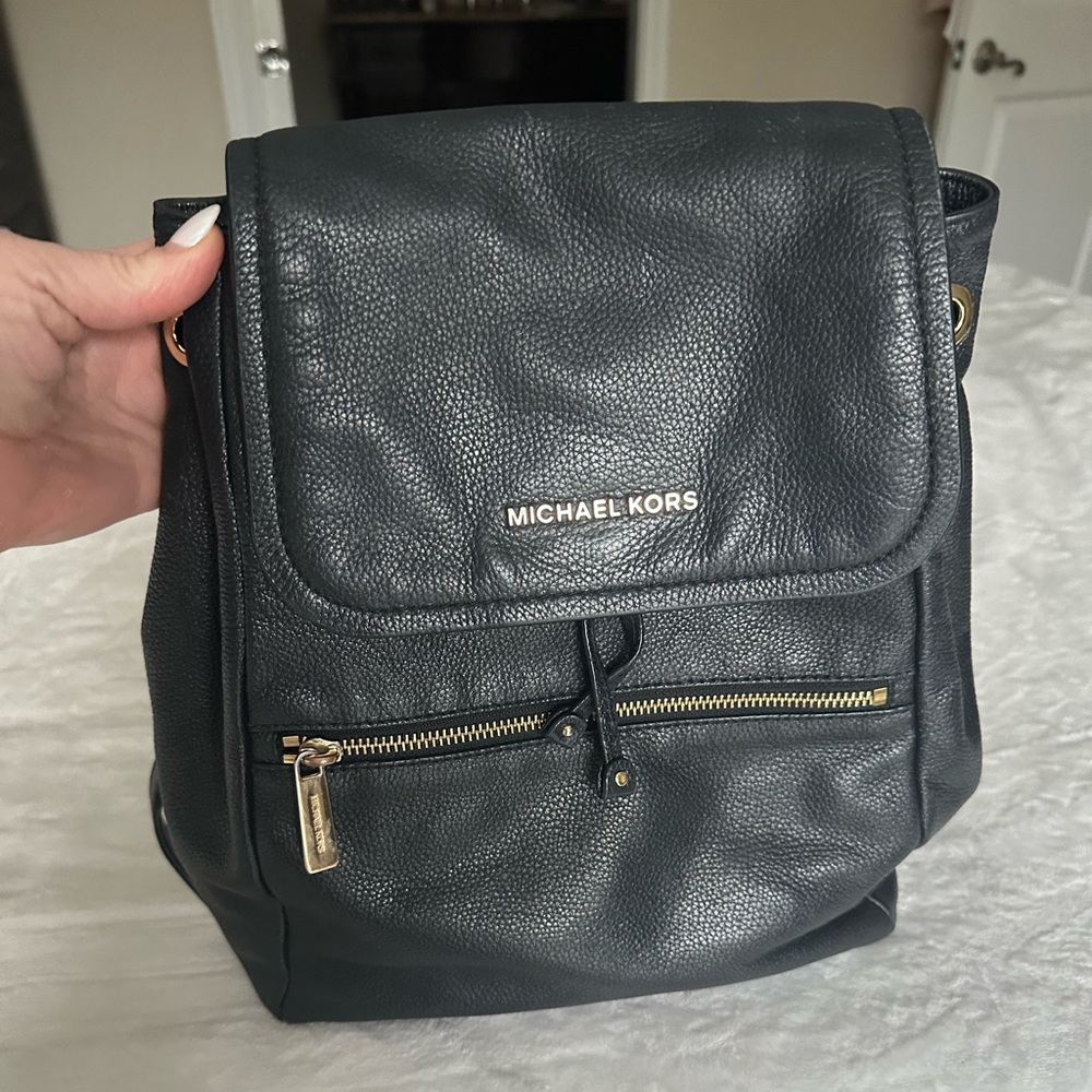 Michael Kors black leather backpack